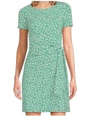 Lands' End Green Floral Dress Short Sleeve Modal Wrap Women's 3XL NEW